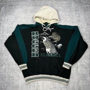 Vtg Nature Sweatshirt Mens Medium Black 90s Colorblock Wolf Afterhood Varsity